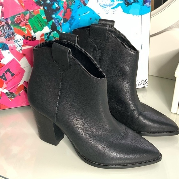 Lucky Brand Leather Western Boots in Black - Picture 7 of 9